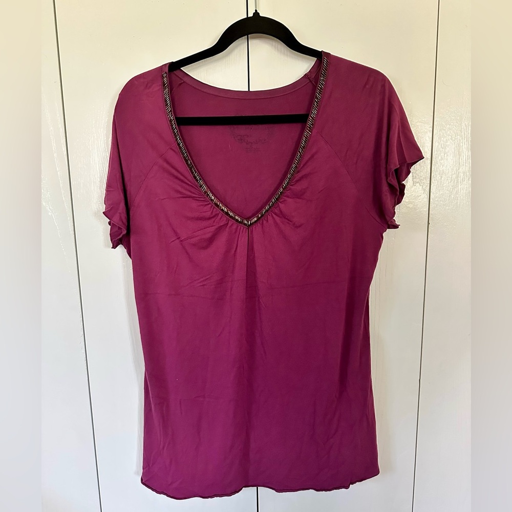 Hillard & Hanson Deep Pink V-Neck Tee